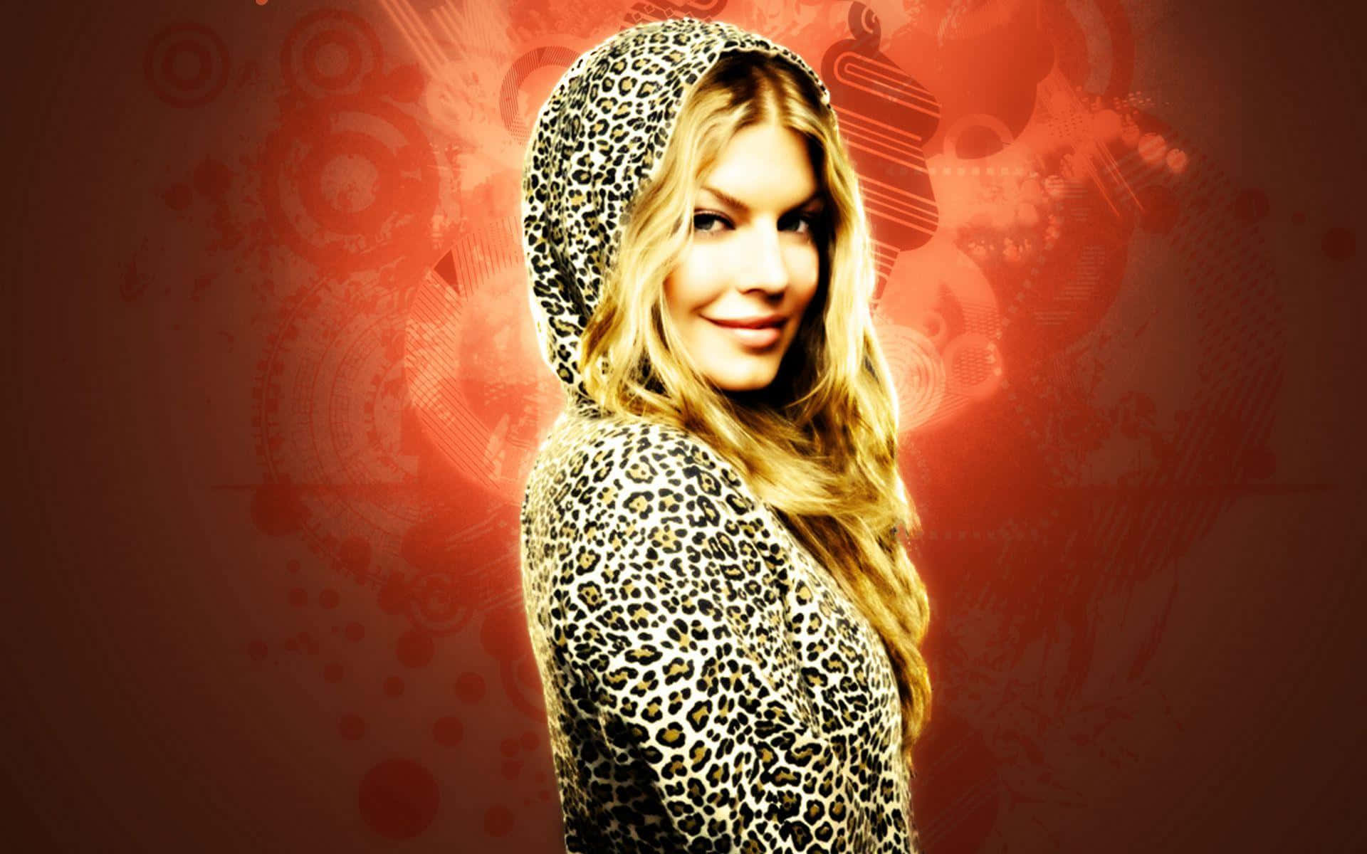 Black Eyed Peas, leopard-print hoodie, vibrant red abstract background, Full HD Desktop Wallpaper