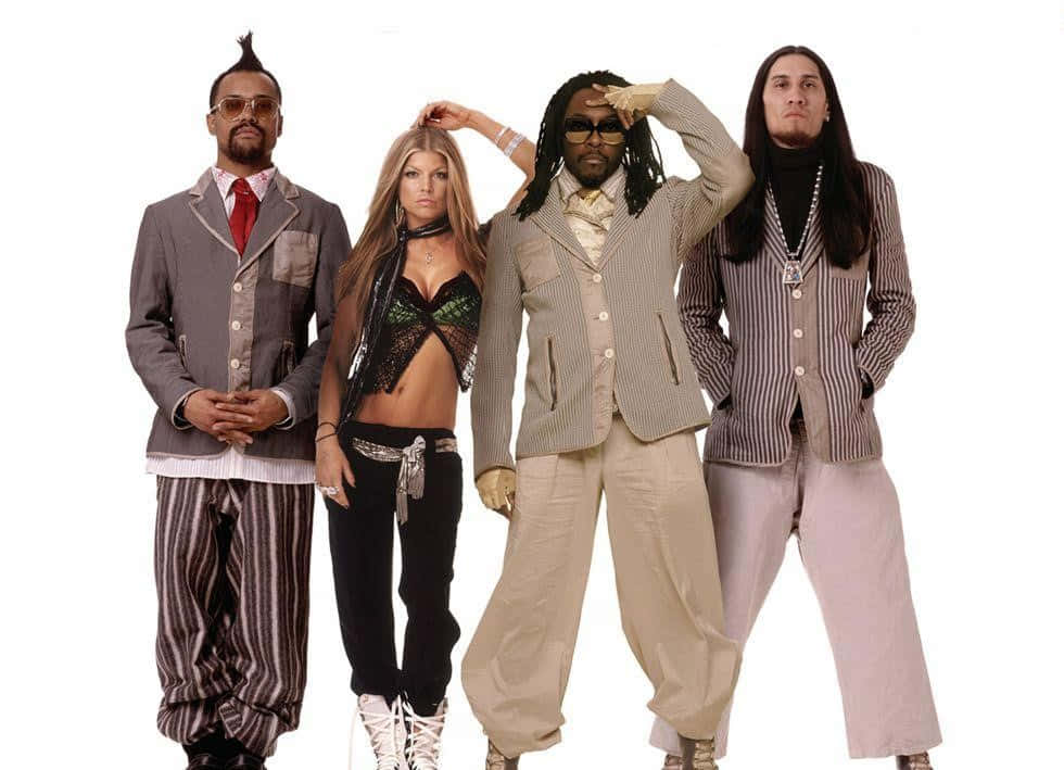 Black Eyed Peas, 90s fashion, stark white background, SD Desktop Wallpaper