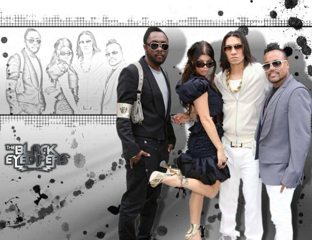 Black Eyed Peas, graffiti-style background, sketch portraits, SD Desktop Wallpaper