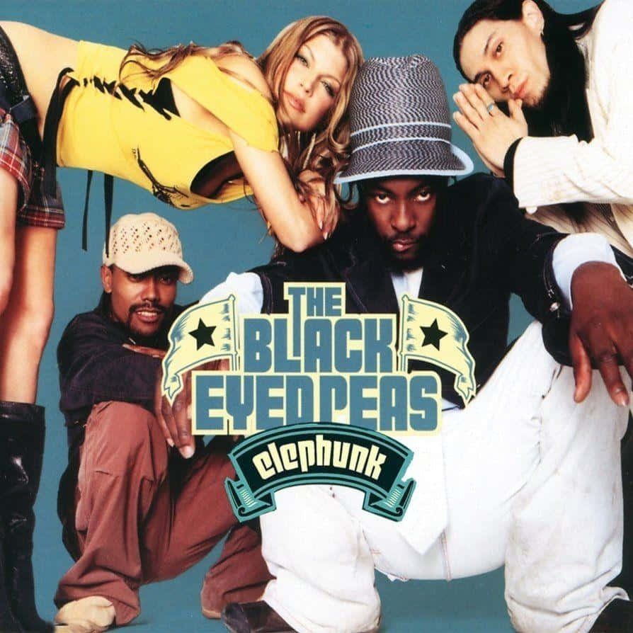 The Black Eyed Peas, teal background, album artwork overlay, SD Desktop Wallpaper