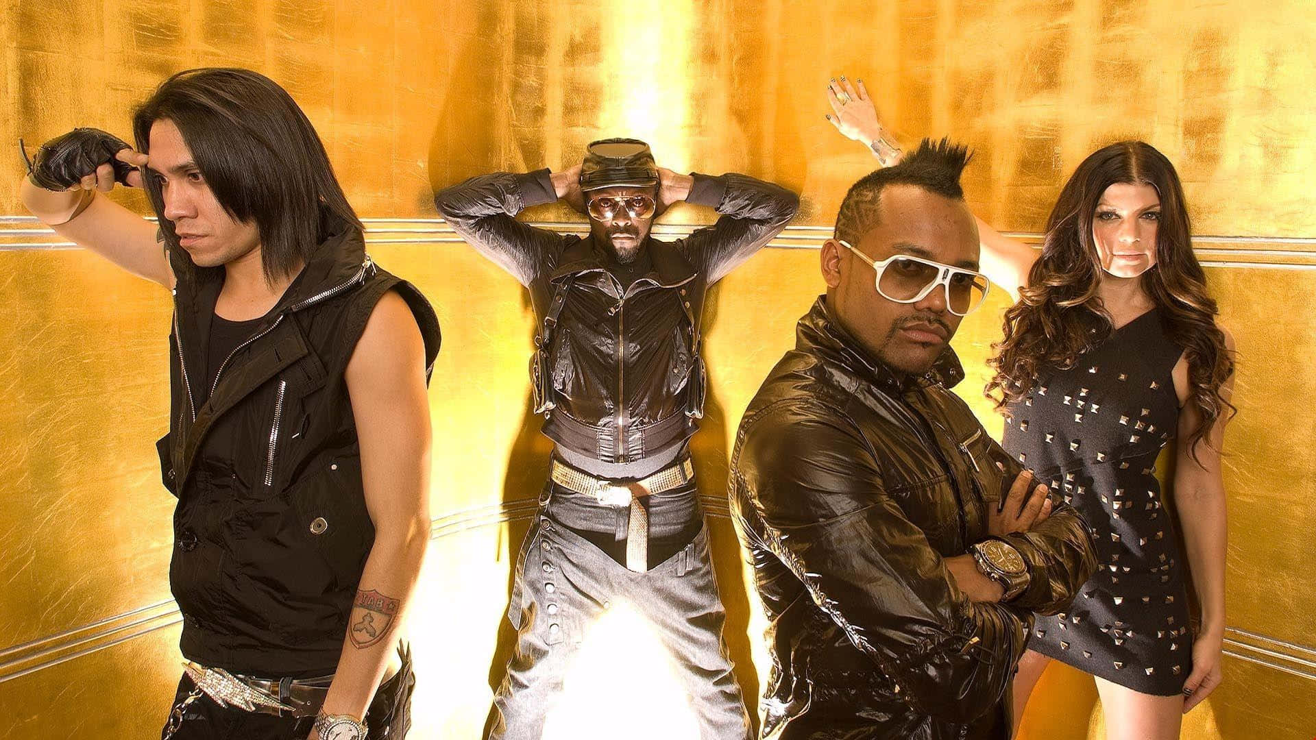 Black Eyed Peas, golden wall, dramatic lighting, Full HD Desktop Wallpaper