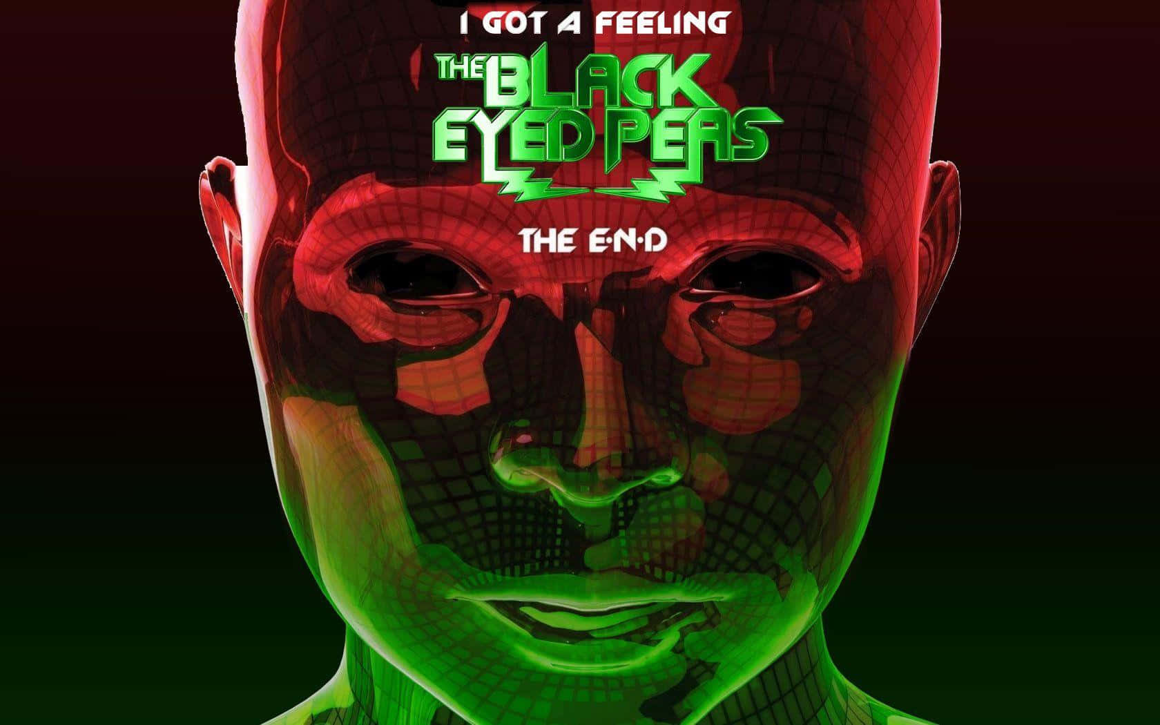 The Black Eyed Peas, red and green glowing grid patterns, text overlay, HD Desktop Wallpaper