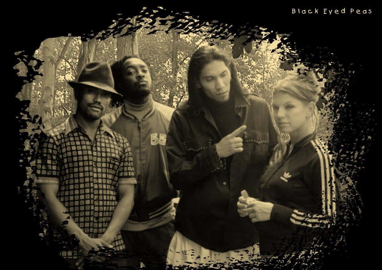 Black Eyed Peas, sepia-toned forest, distressed frame, SD Desktop Wallpaper