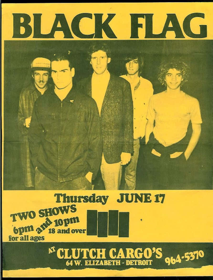 Black Flag, vintage punk rock poster, four band members, SD Phone Wallpaper