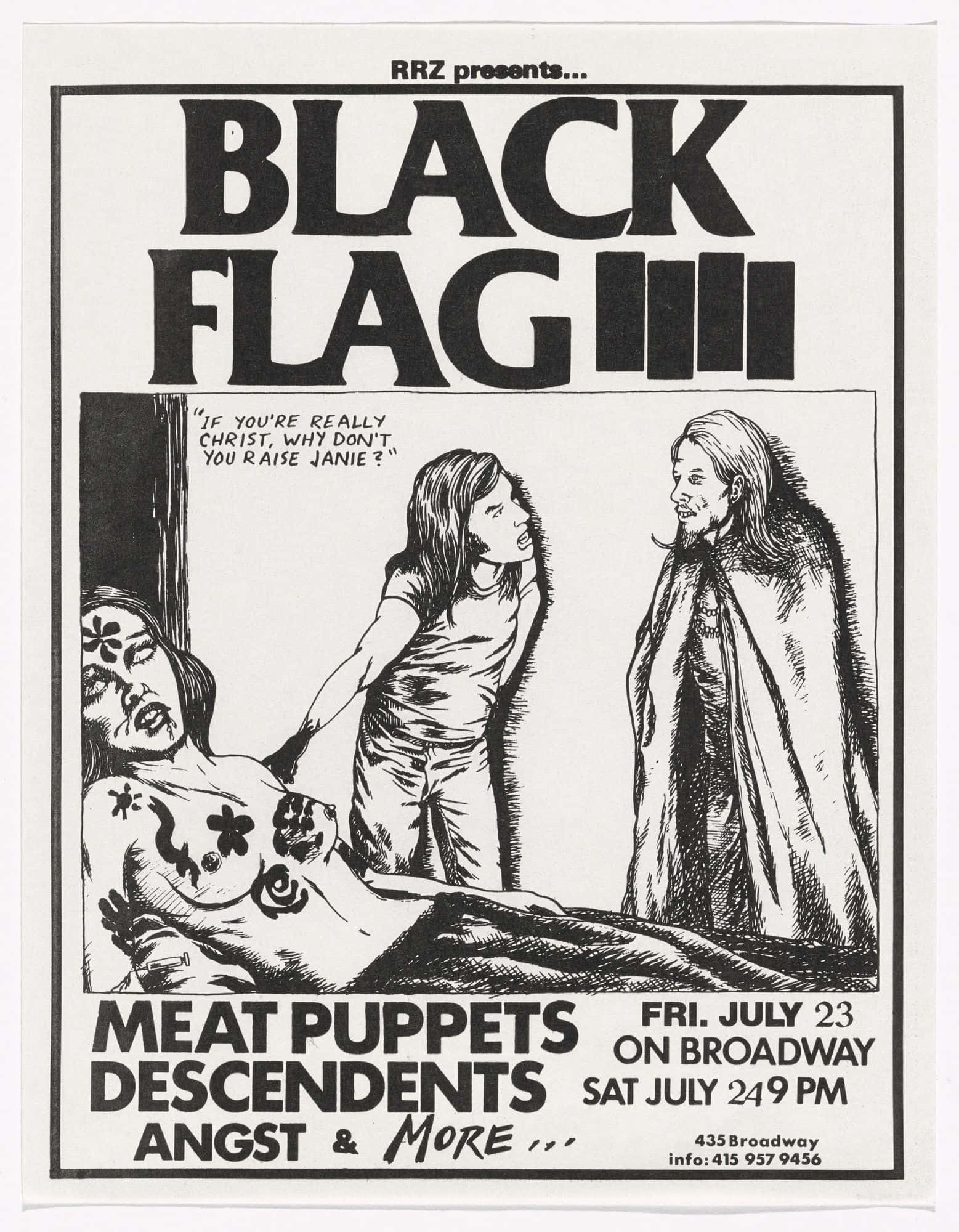 Black Flag Band, punk concert poster, comic-style illustration, Full HD Phone Wallpaper