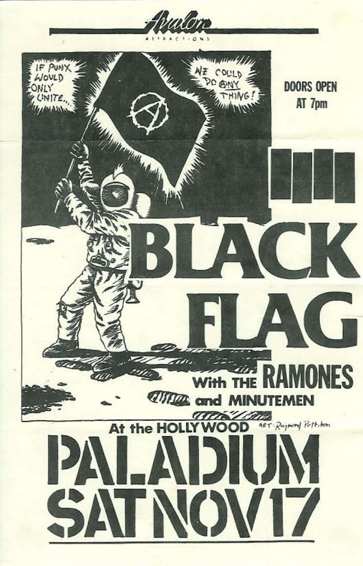 Black Flag Band, anarchy symbol, astronaut, SD Phone Wallpaper