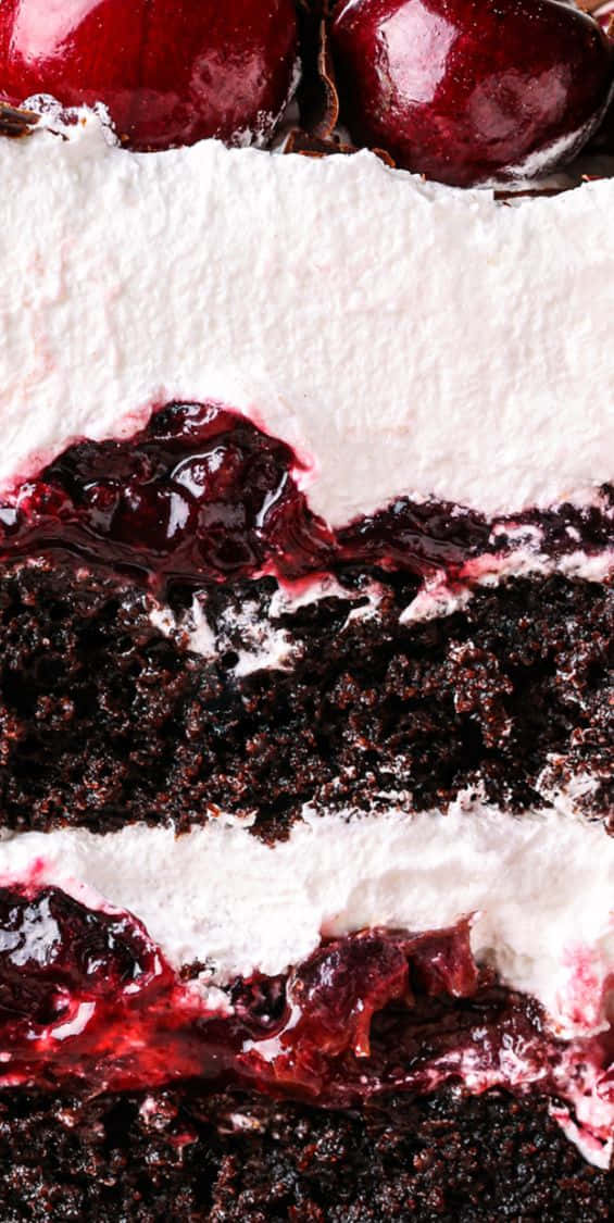 Black Forest Cake, black cherry cake, rich chocolate layers, SD Phone Wallpaper
