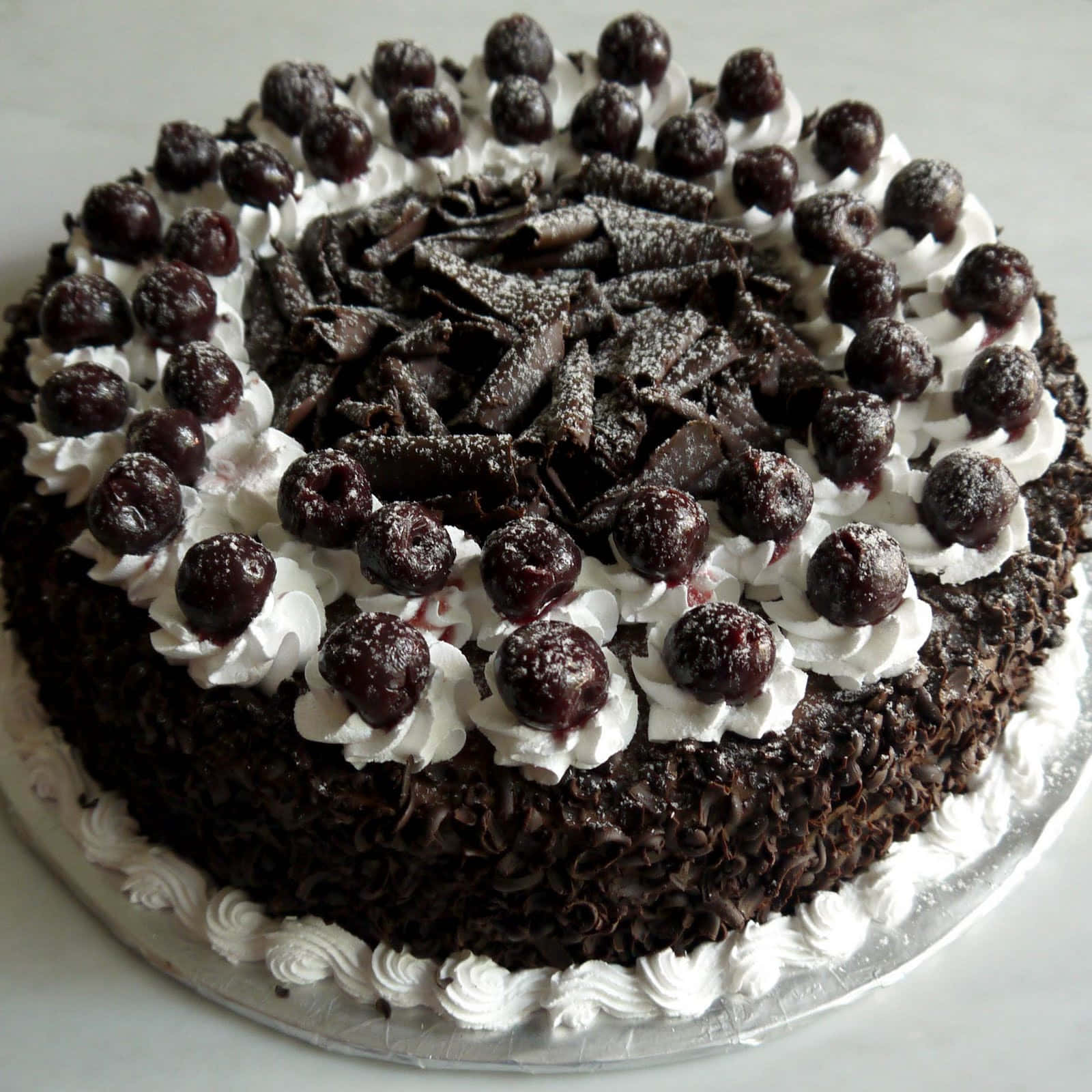 Black Forest Cake, whipped cream, glossy cherries, HD Desktop Wallpaper