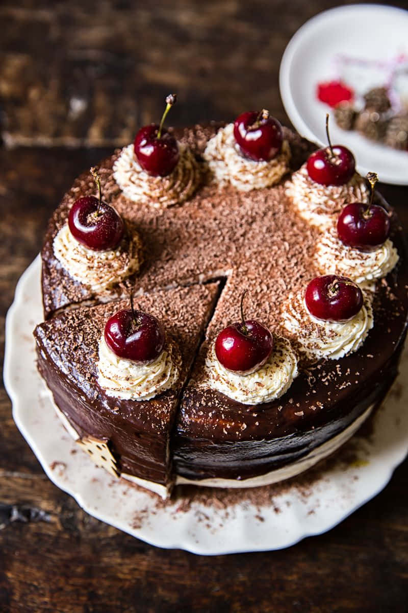 Black Forest Cake, chocolate cake, whipped cream, SD Phone Wallpaper