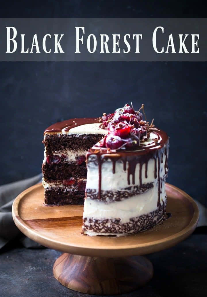 Black Forest Cake, chocolate ganache drips, cherry topping, SD Phone Wallpaper