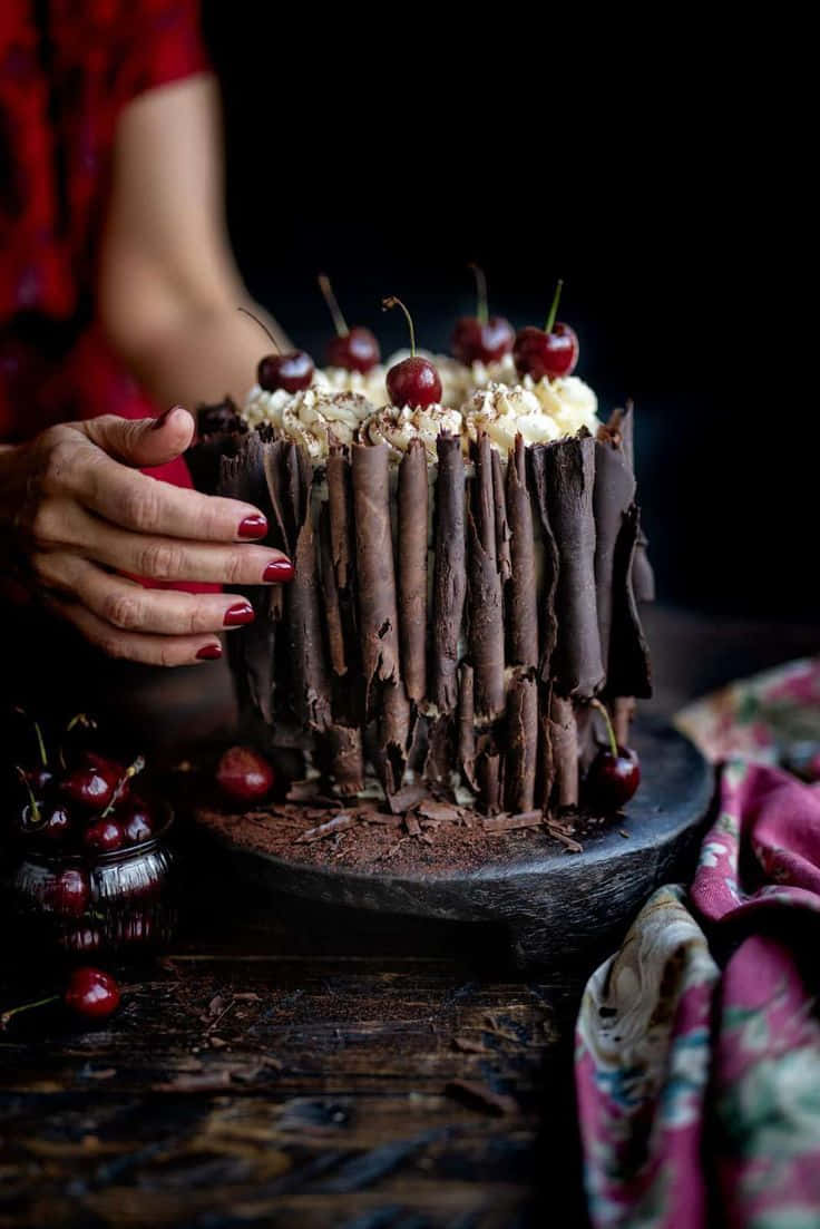 Black Forest Cake, chocolate sponge cake, cream, SD Phone Wallpaper