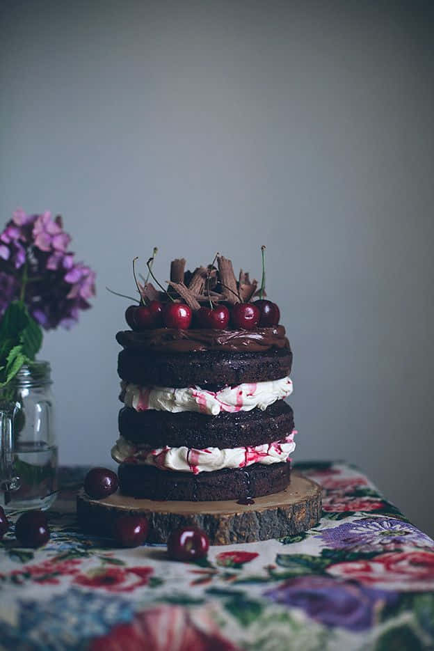Black Forest Cake, chocolate cake, cream, SD Phone Wallpaper