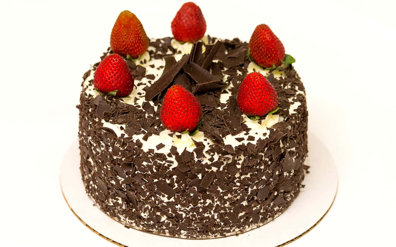 Black Forest Cake, chocolate cake, strawberries, HD Desktop Wallpaper