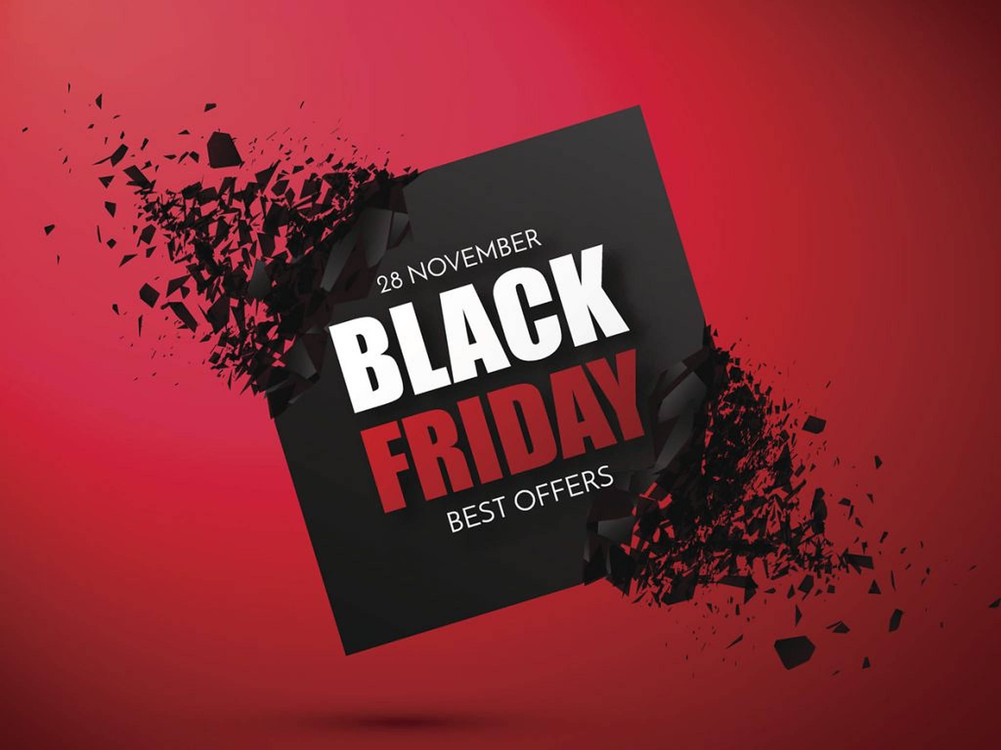Black Friday, black square, shatters into fragments, Full HD Desktop Wallpaper