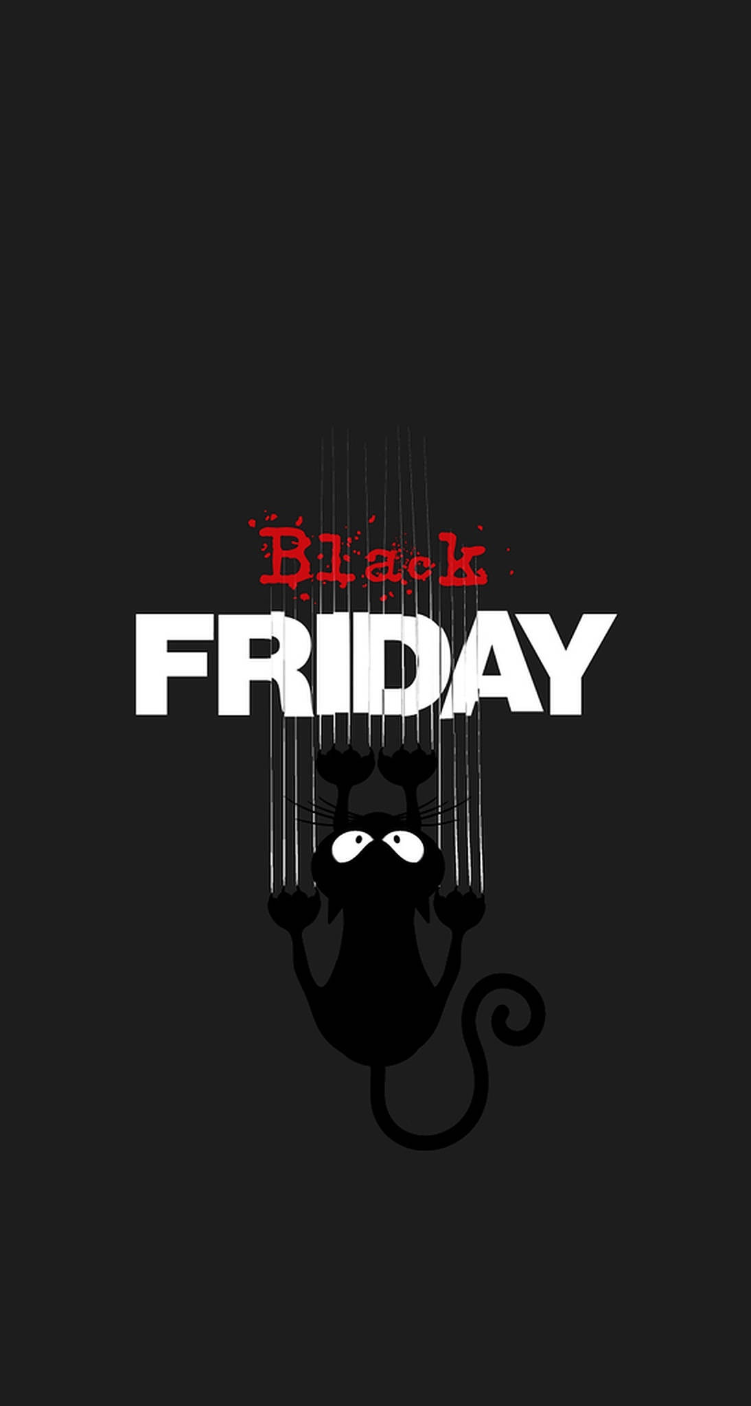 Black Friday, black cat silhouette, bold white Black Friday text, Full HD Phone Wallpaper