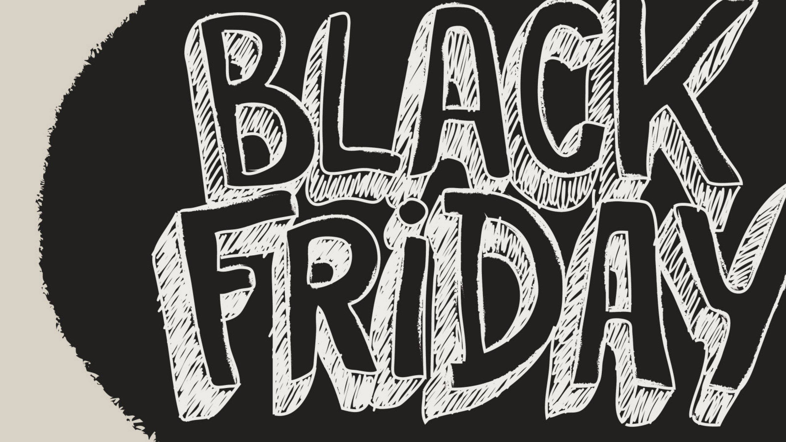 Black Friday, chalk typography, white hand-drawn text, 2K Desktop Wallpaper
