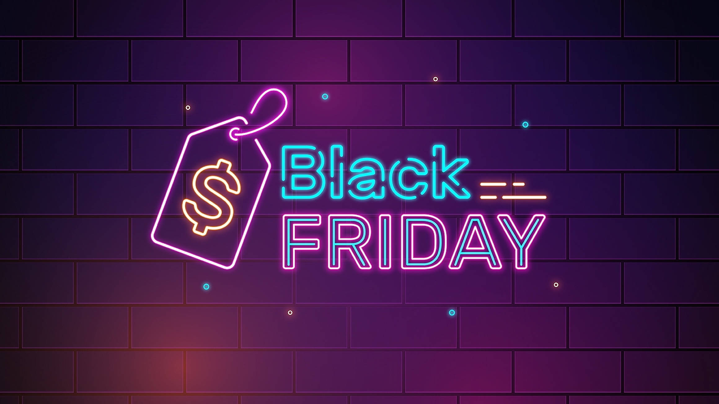 Black Friday, neon sign, dollar tag, Full HD Desktop Wallpaper