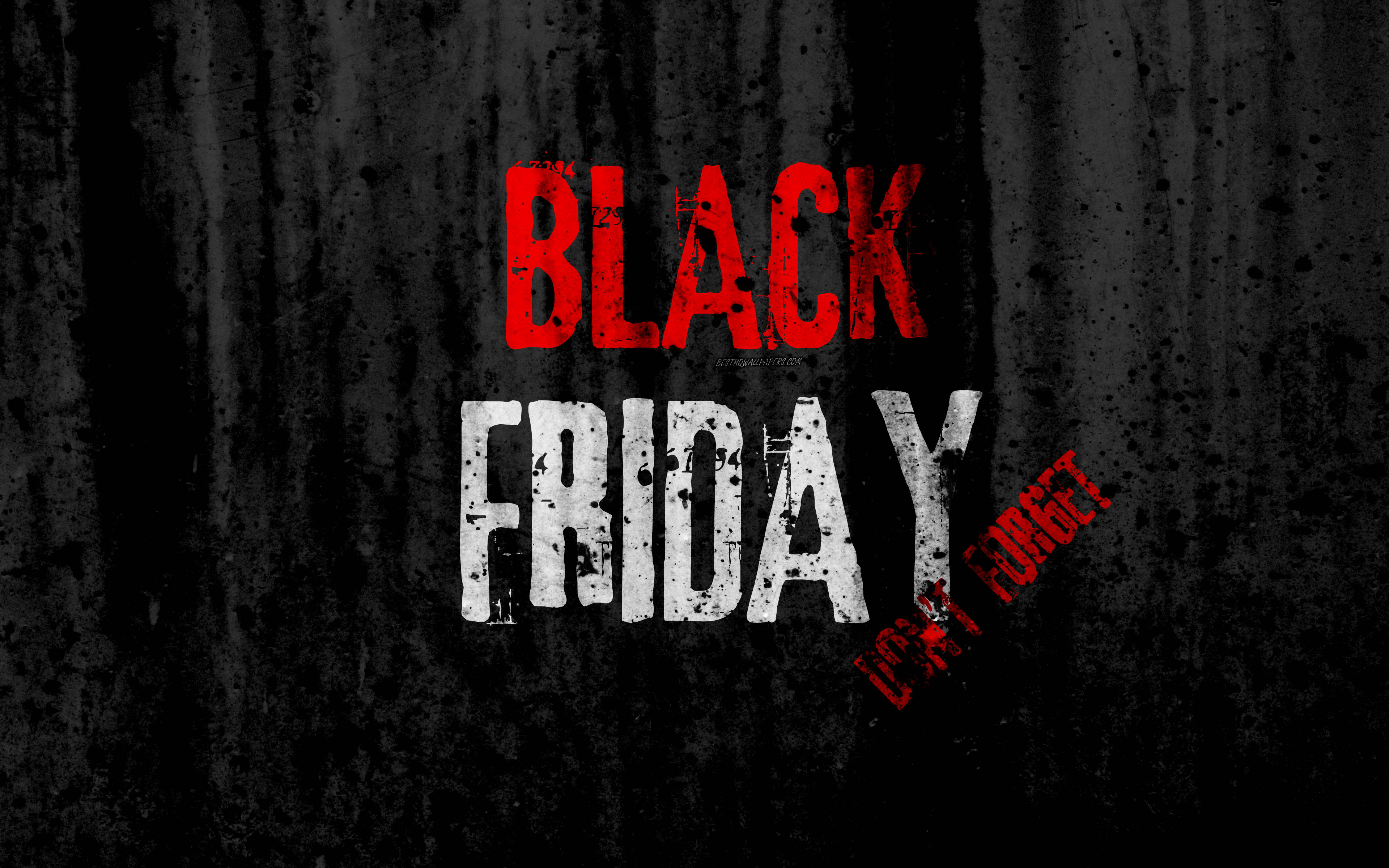 Black Friday, grunge poster, red and white, 4K Desktop Wallpaper