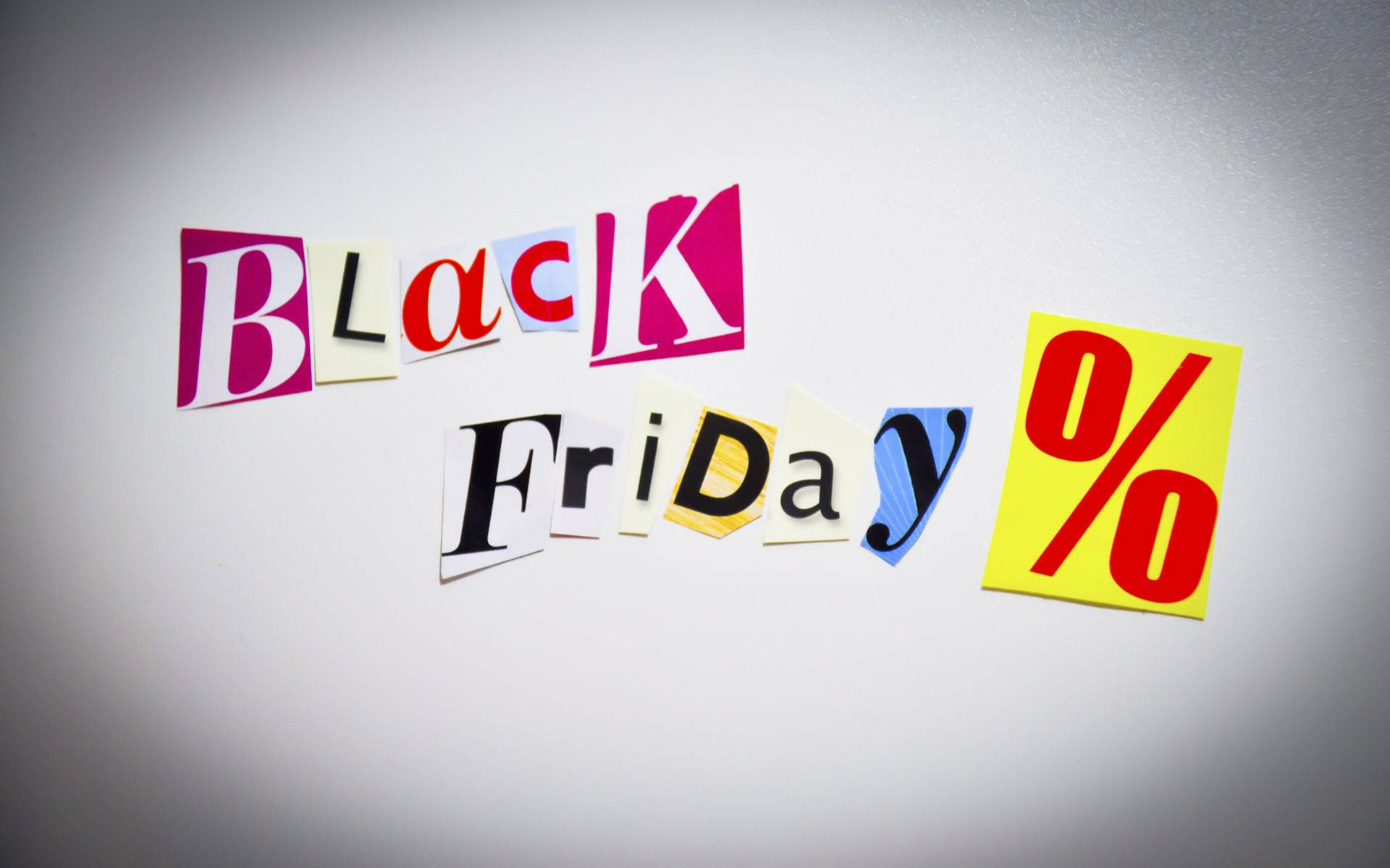Black Friday, cut out letters, yellow percent sign, Full HD Desktop Wallpaper