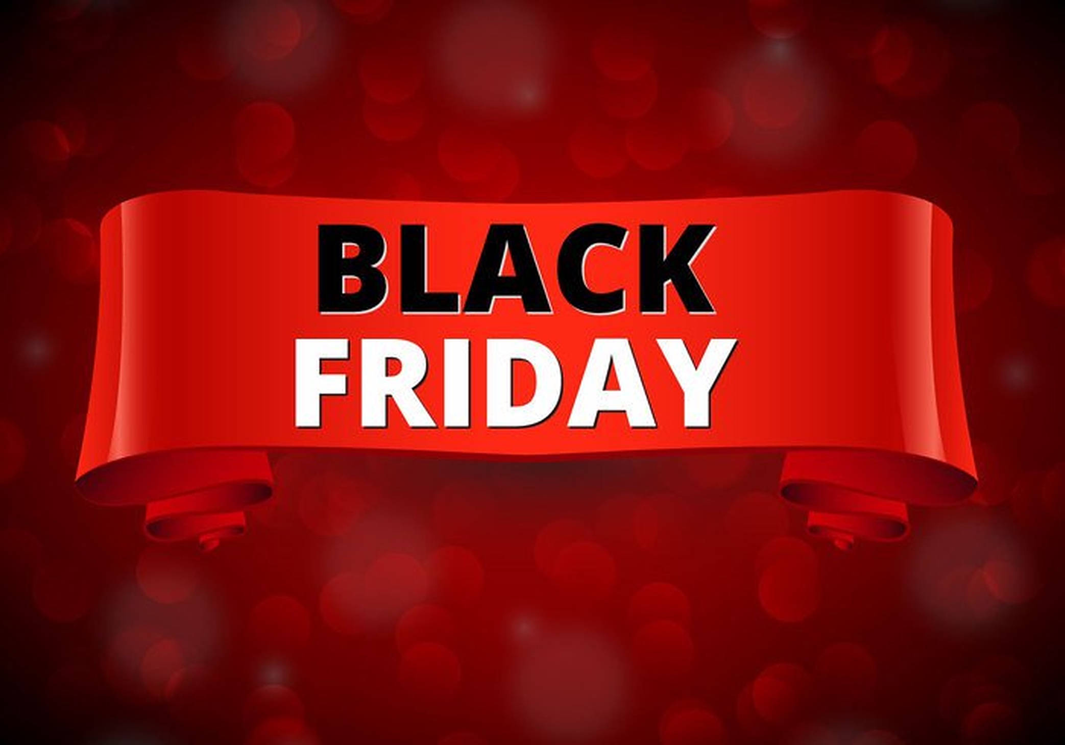 Black Friday, red ribbon, glossy, Full HD Desktop Wallpaper
