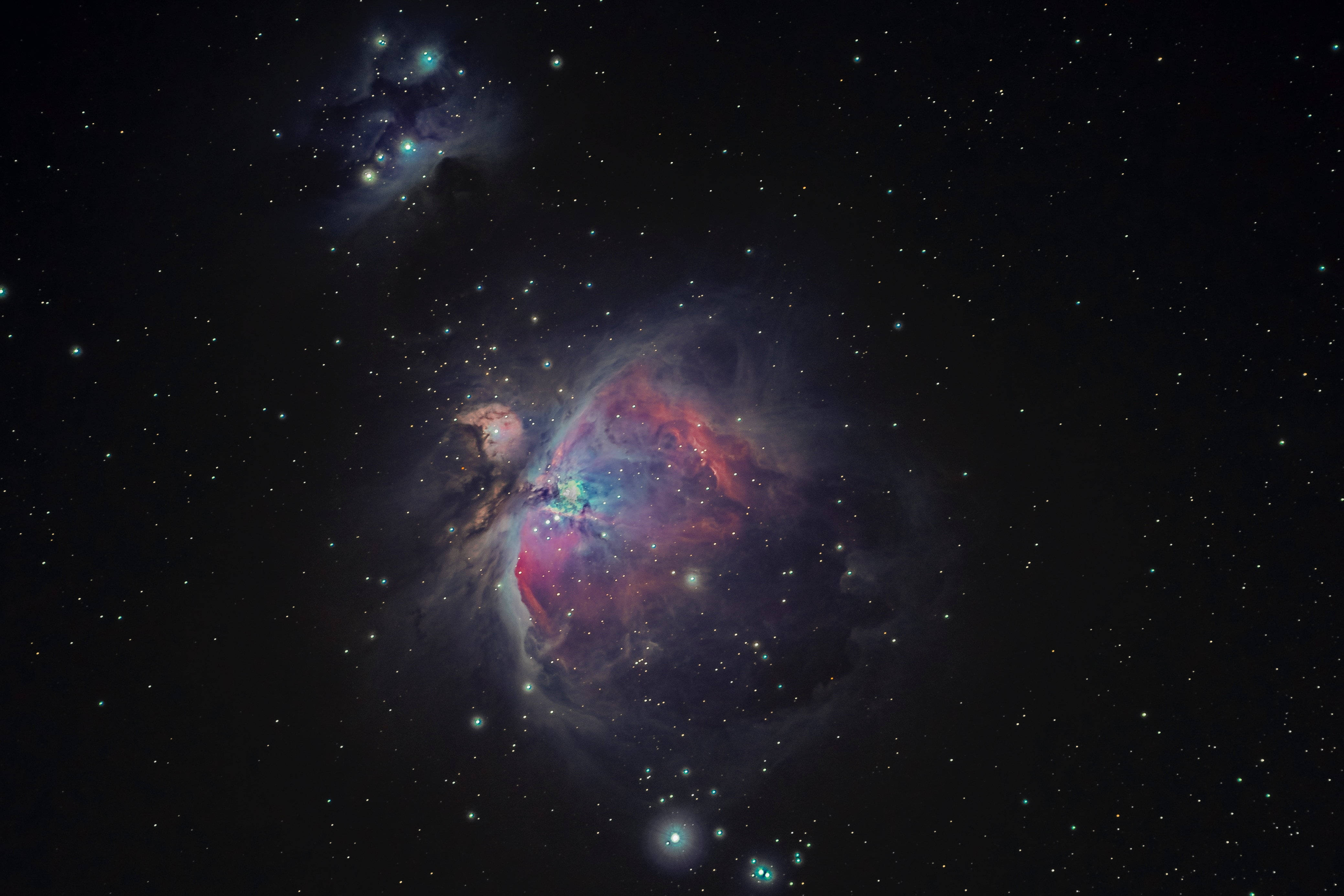 Black Galaxy, colorful nebula, reds, 4K Desktop Wallpaper
