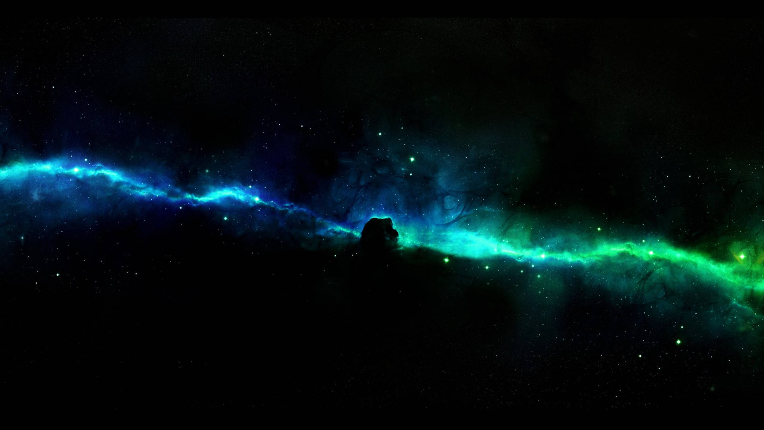 Black Galaxy, blue, green, 2K Desktop Wallpaper