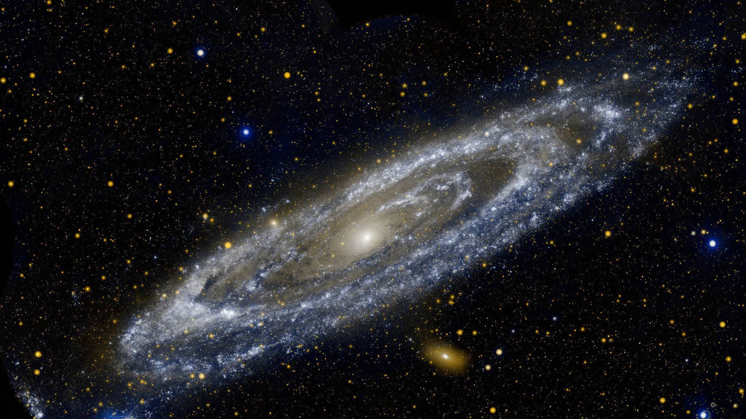 Black Galaxy, circular, spiral galaxy, 2K Desktop Wallpaper