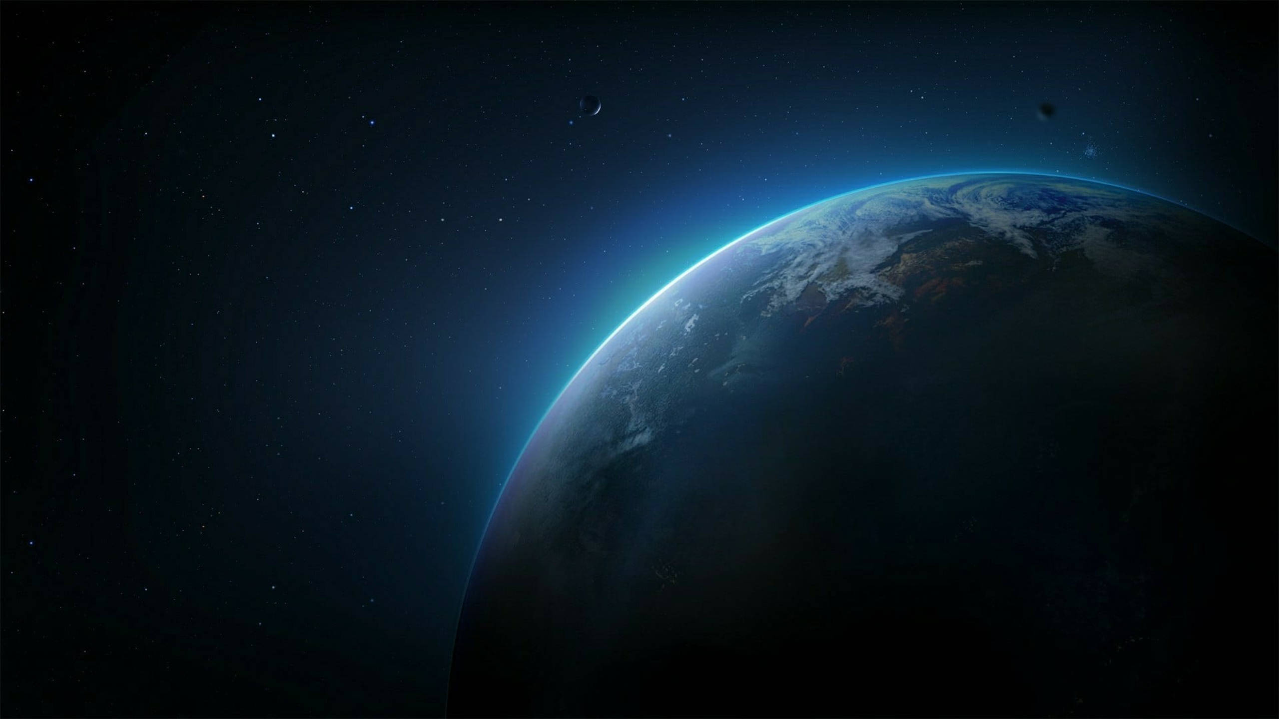 Black Galaxy, glowing blue atmosphere, stars, 2K Desktop Wallpaper