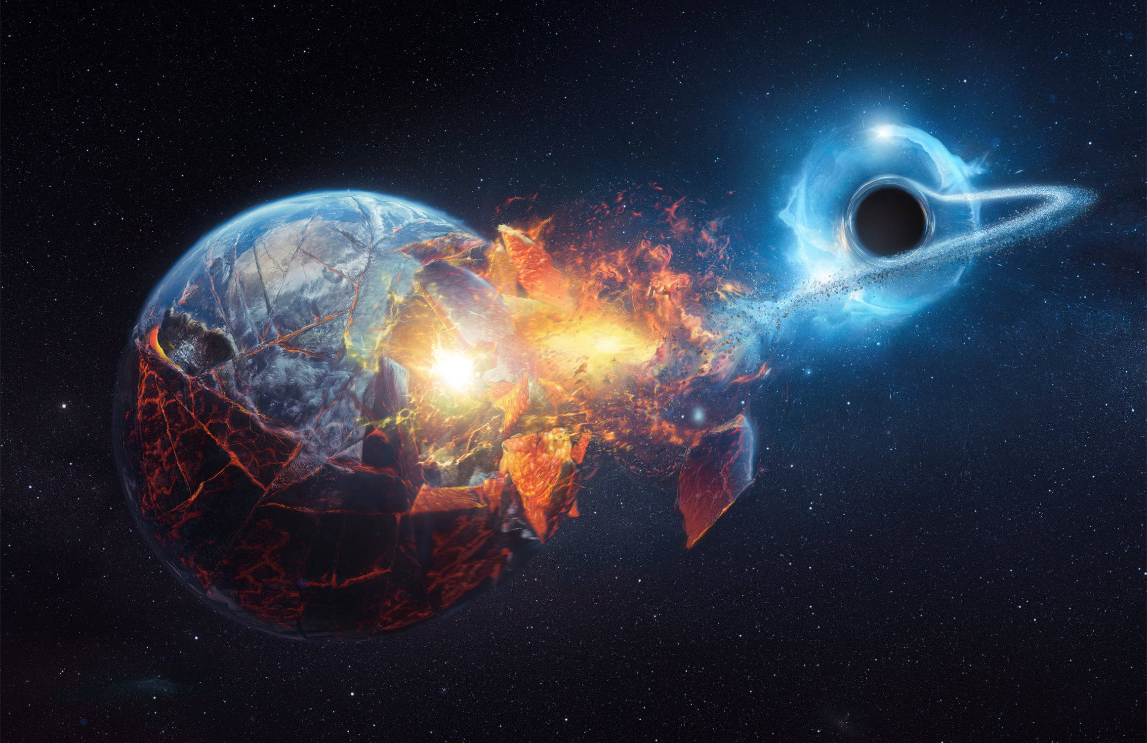 Black Galaxy, black hole, Earth, Full HD Desktop Wallpaper