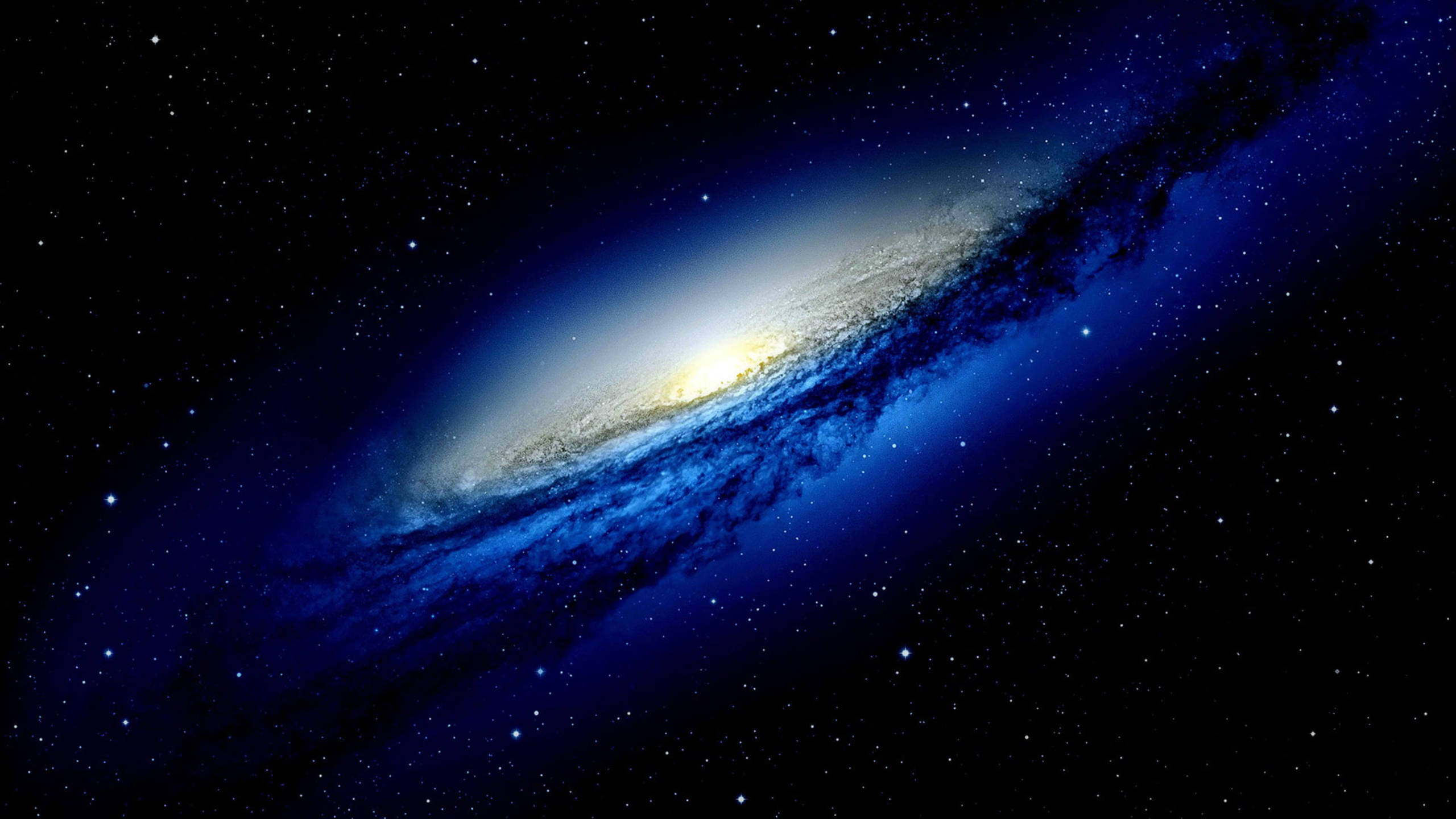 Black Galaxy, glowing blue, spiral galaxy, 2K Desktop Wallpaper
