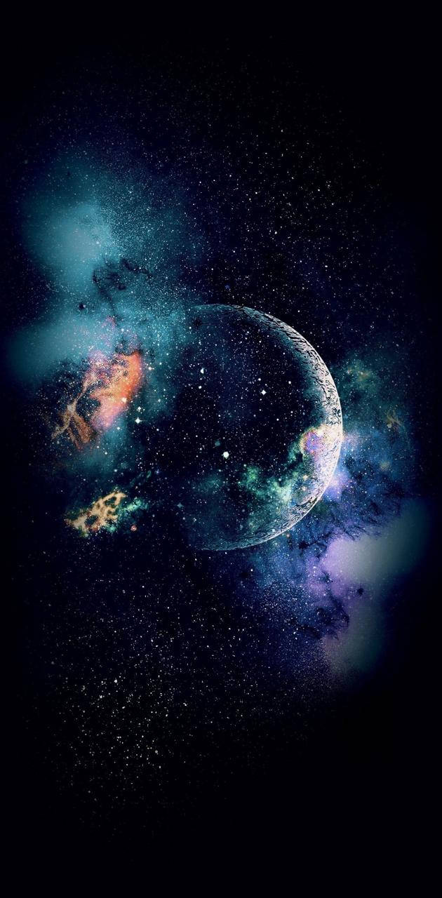 Black Galaxy, crescent moon, swirling cosmic clouds, HD Phone Wallpaper