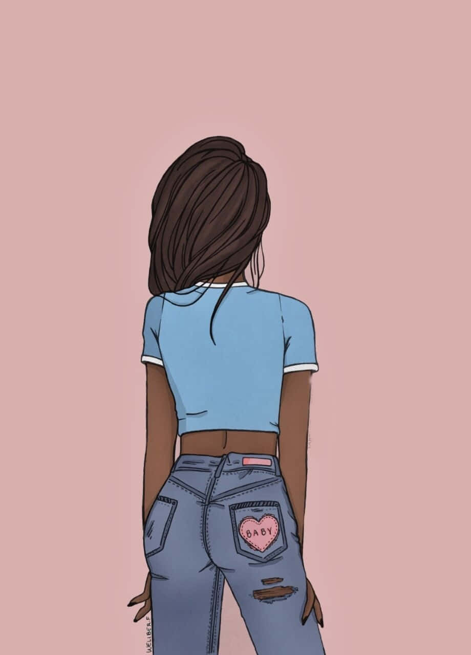 Black Girl Aesthetic, blue crop top, ripped jeans, HD Phone Wallpaper