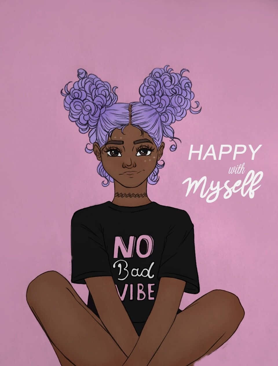 Black Girl Aesthetic, purple curly hair, pink background, SD Phone Wallpaper