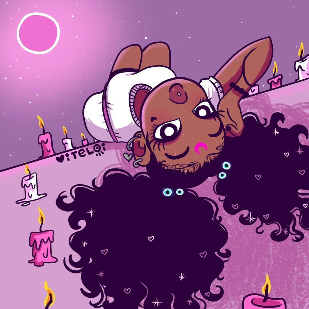 cartoon girl, big eyes, curly hair, SD Desktop Wallpaper