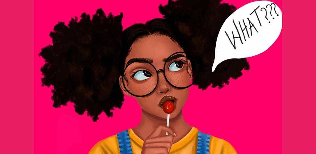 cartoon girl, glasses, afro puffs, SD Desktop Wallpaper