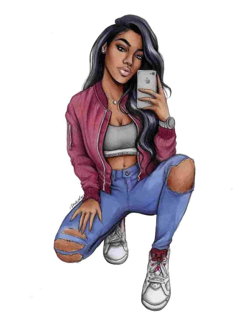 young black girl, art supplies, long dark hair, HD Phone Wallpaper