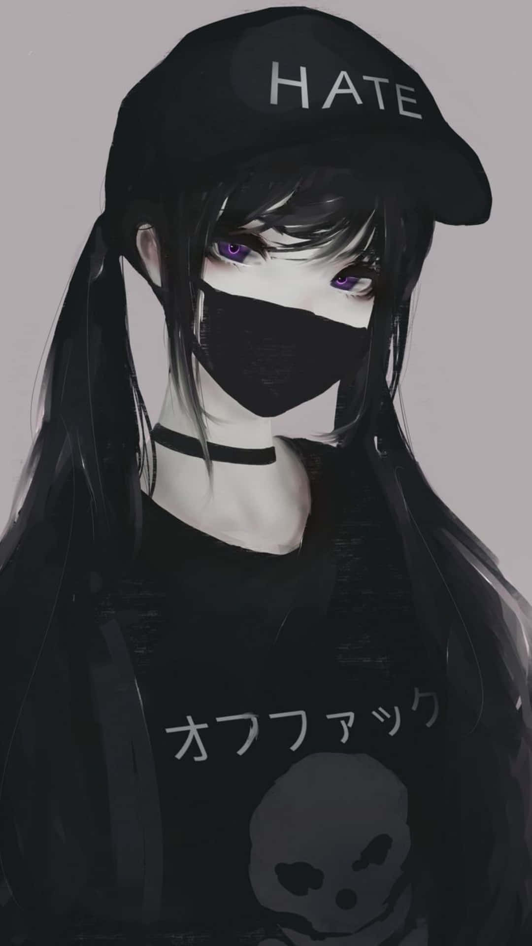 purple eyes, HATE cap, mask, Full HD Phone Wallpaper