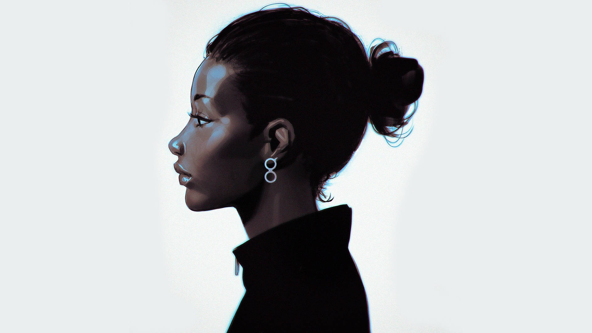 Black Woman, dark hair, bun, Full HD Desktop Wallpaper