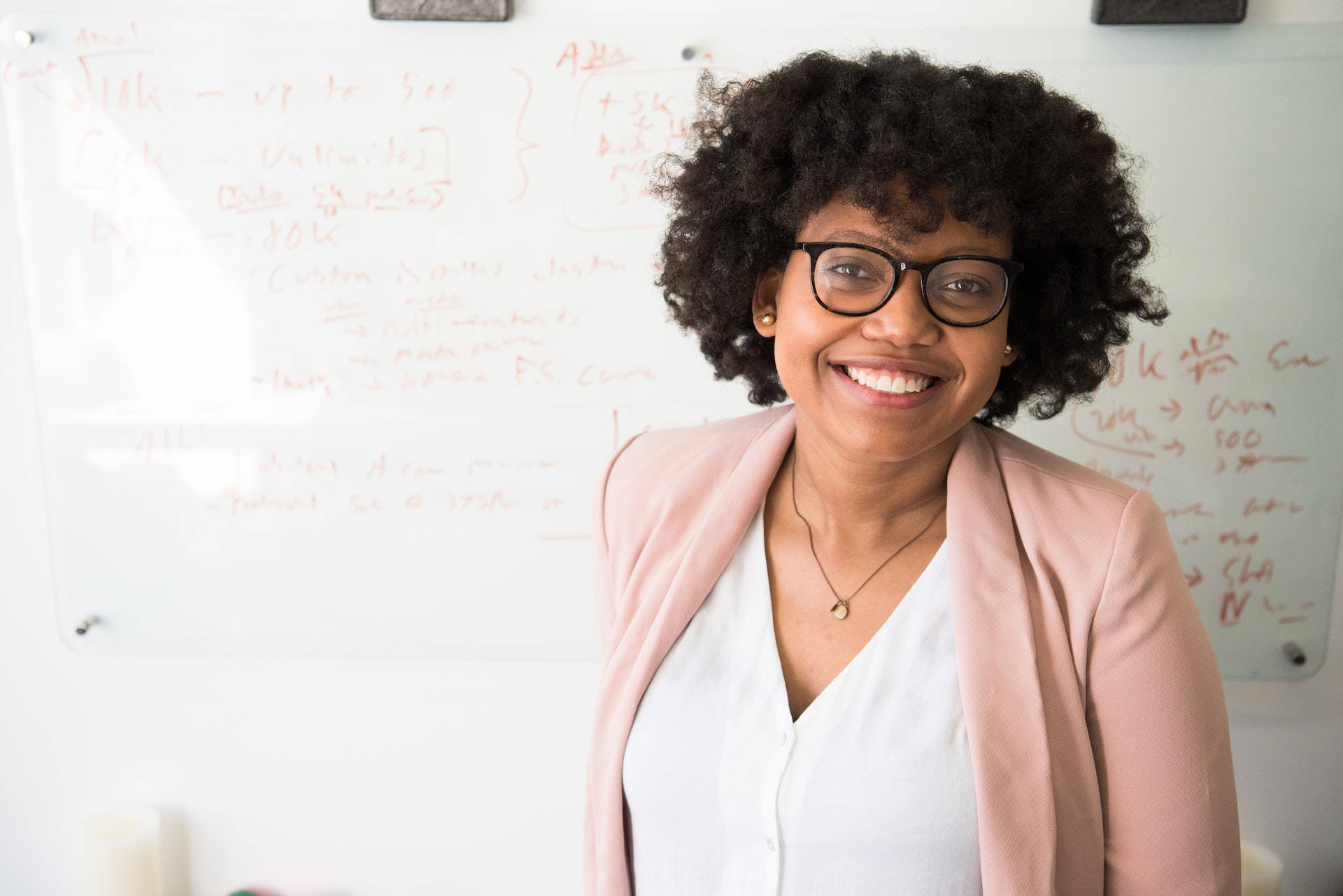 Black Woman, curly hair, glasses, Full HD Desktop Wallpaper