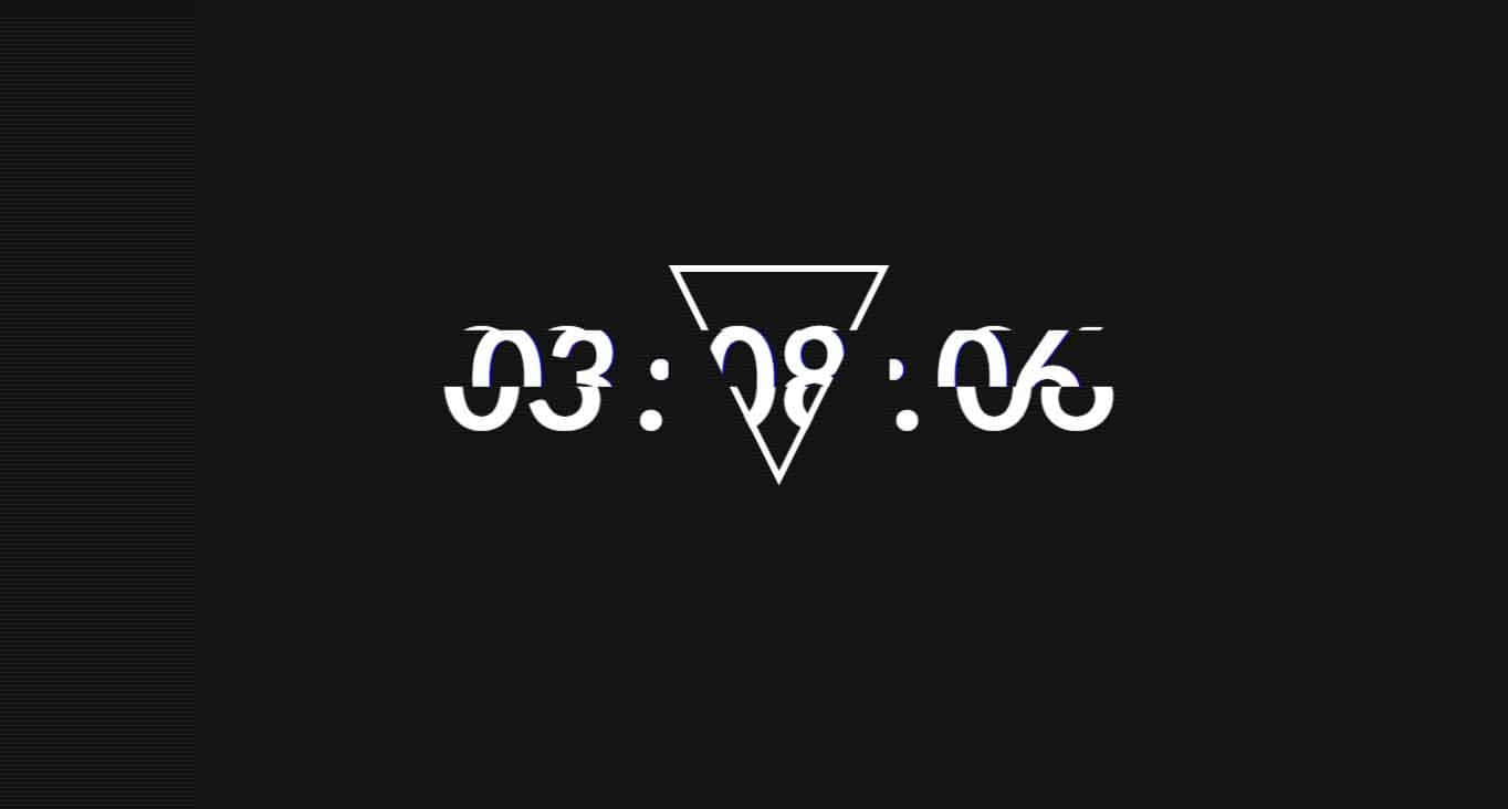 Black Glitch, 03:08:06, white glitchy digital clock, HD Desktop Wallpaper