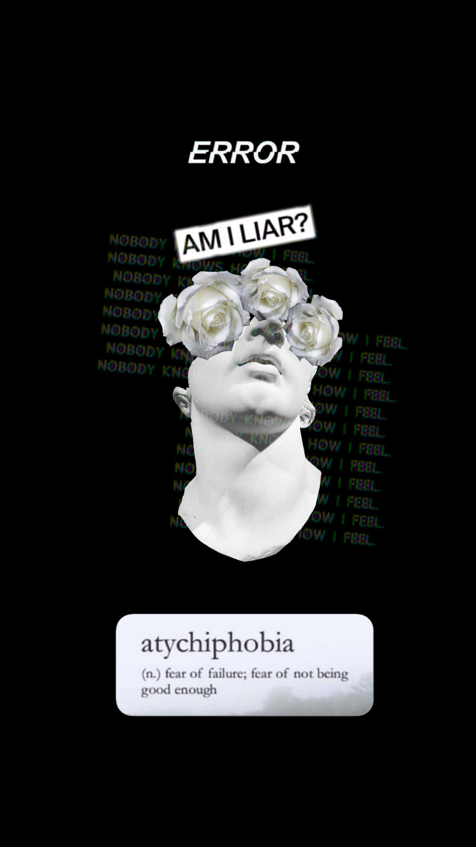 black glitch, white marble bust, roses for eyes, 2K Phone Wallpaper