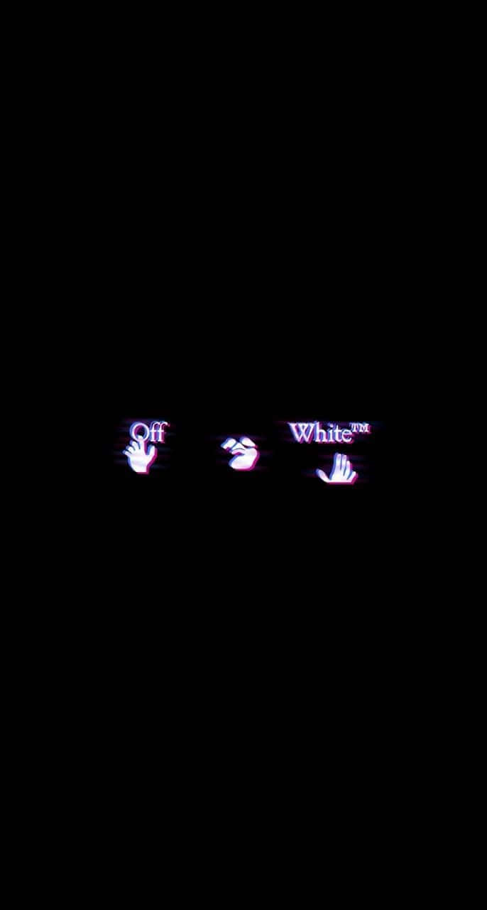 Black Glitch, neon Off White logo, hand icons, HD Phone Wallpaper