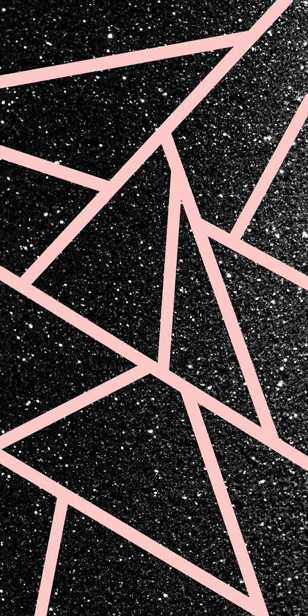 Black Glitter, pink tapes, geometric lines, SD Phone Wallpaper