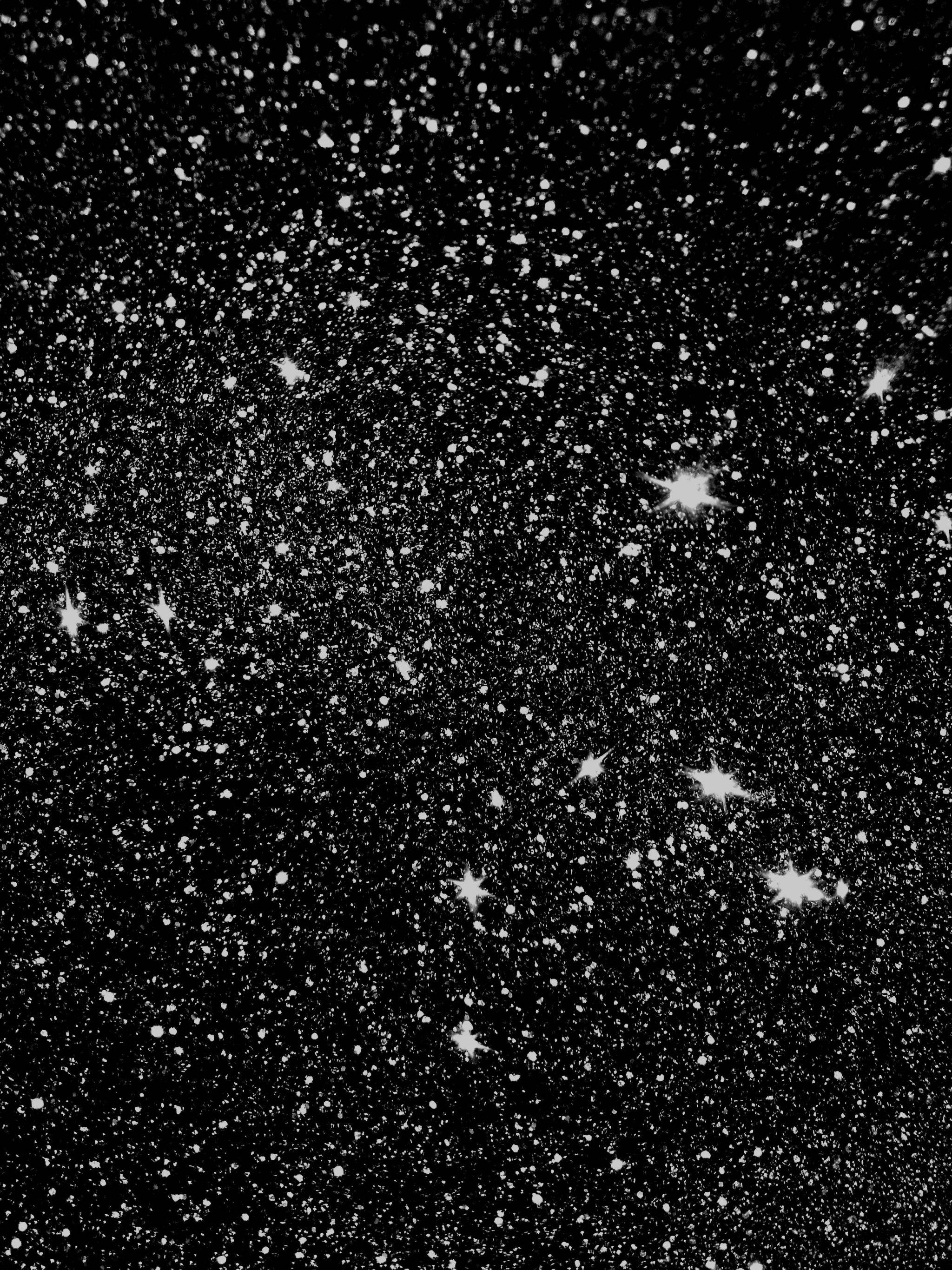 Black Glitter, white stars, cosmic dust speckles, 2K Phone Wallpaper