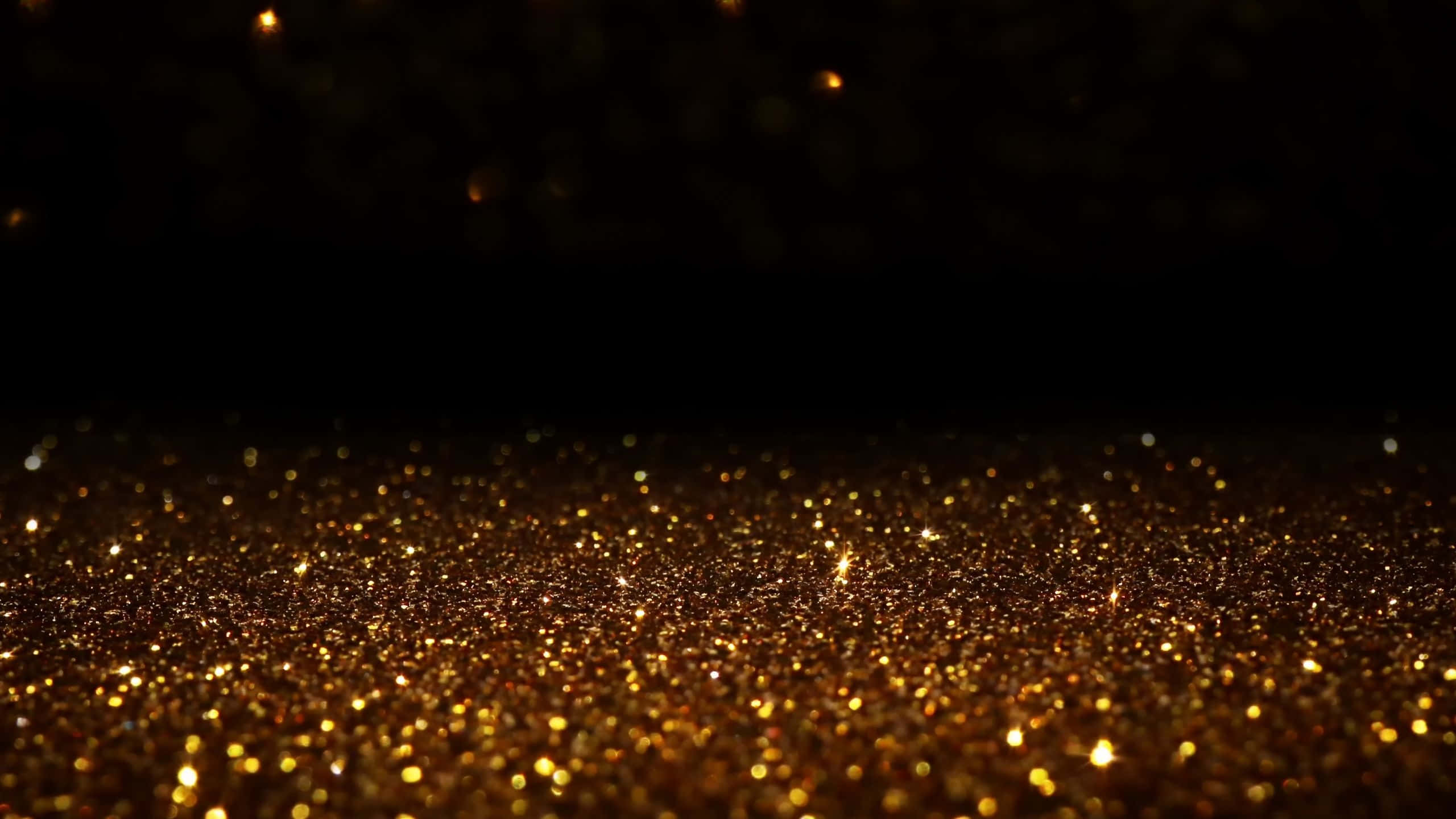 black, gold glitter, glowing, 2K Desktop Wallpaper