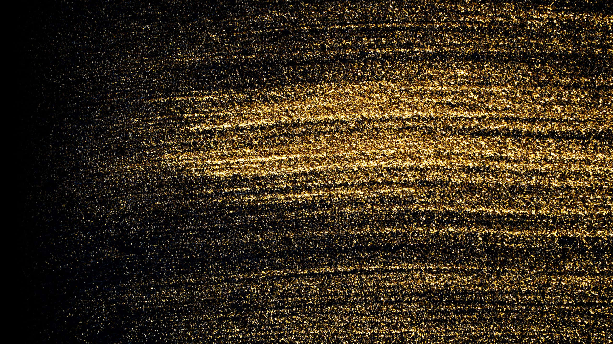 black and gold glitter, golden textured wave, deep black background, 2K Desktop Wallpaper