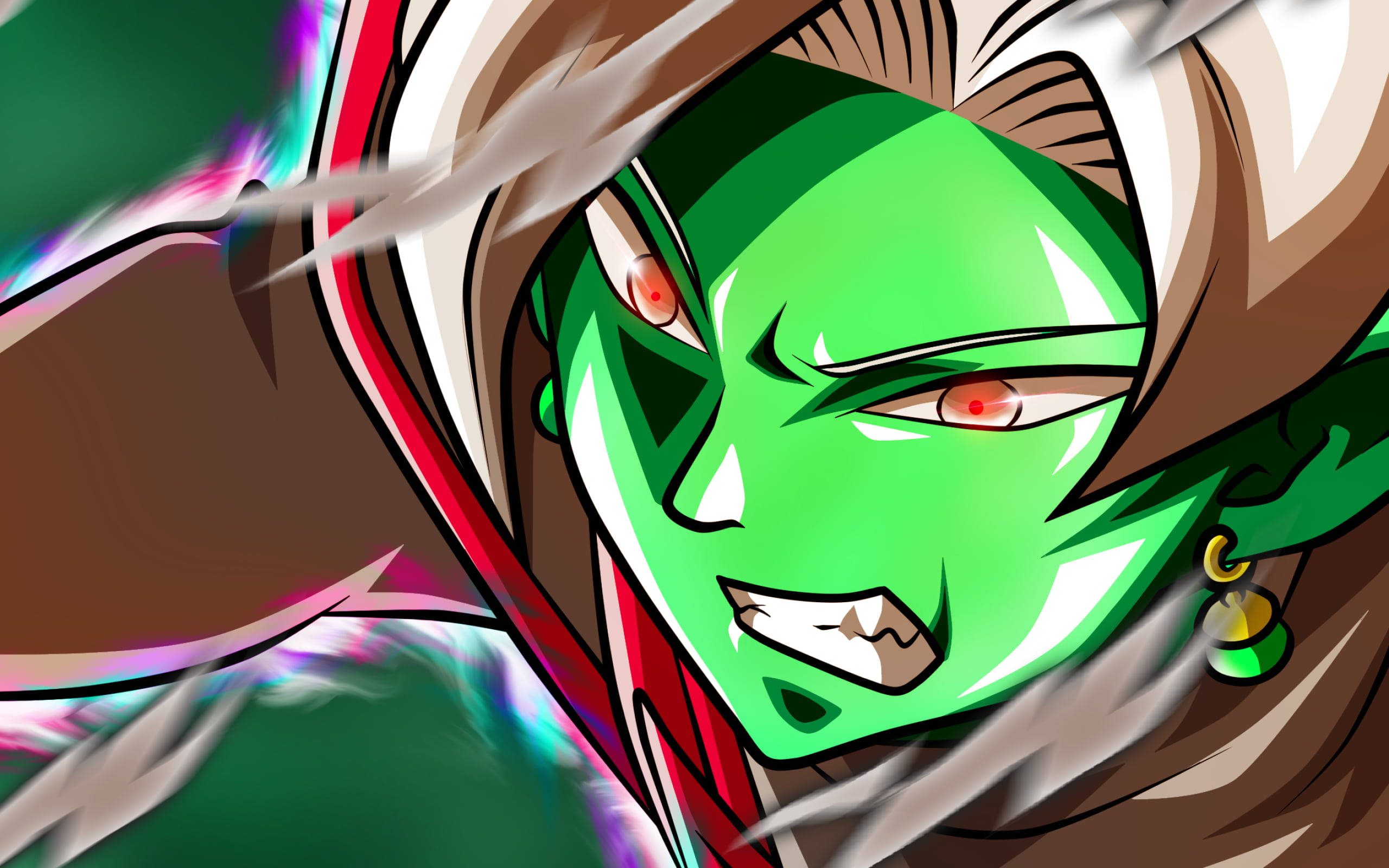 Black Goku, 2D Drawing, green-skinned, 2K Desktop Wallpaper