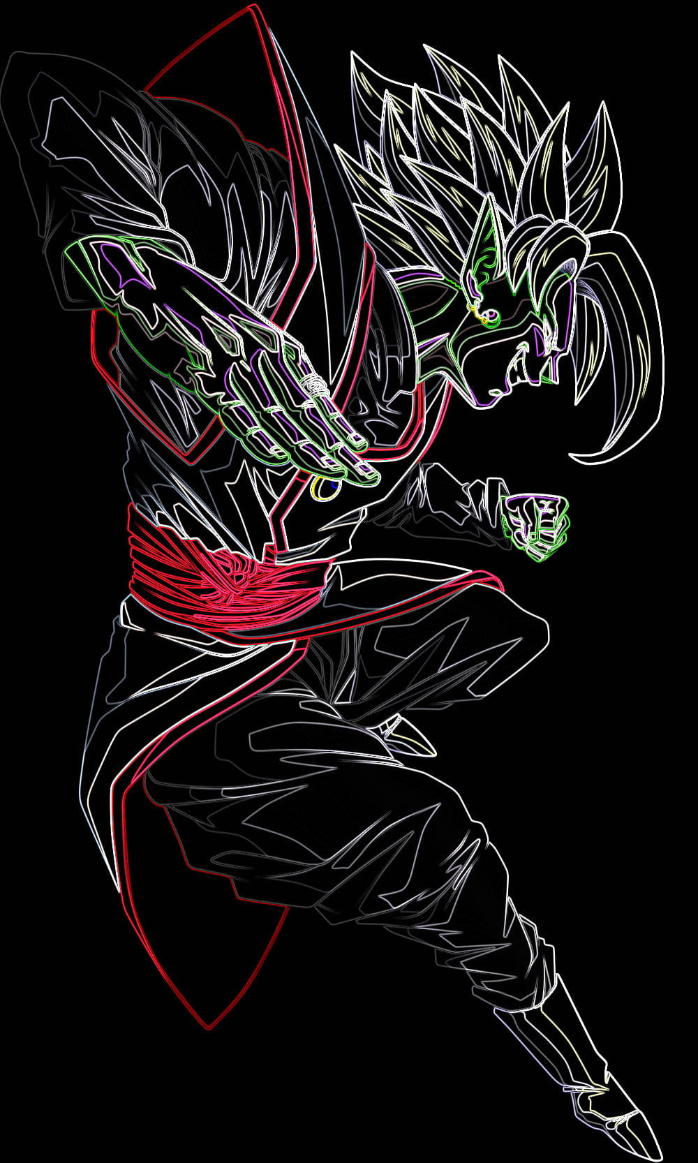 Black Goku Live, neon-outlined, spiky hair, HD Phone Wallpaper