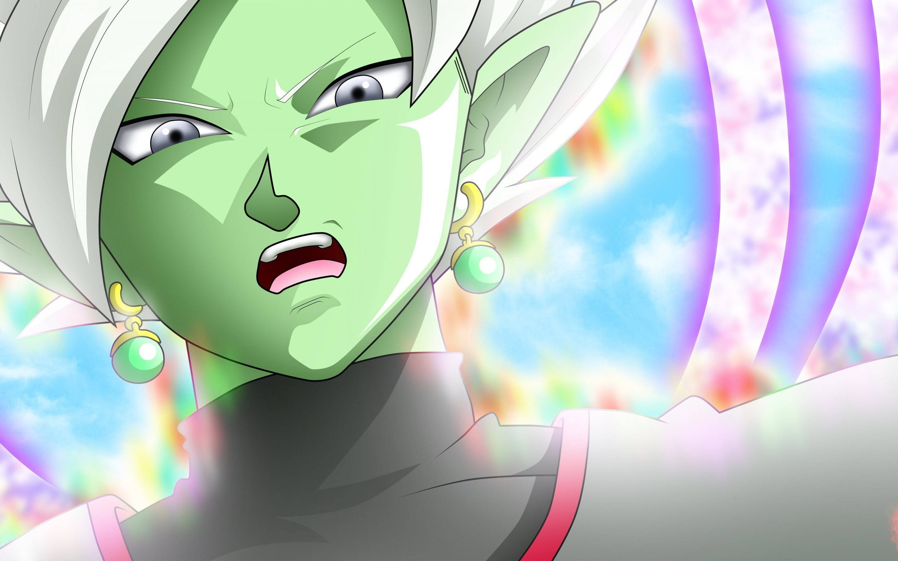 Black Goku Live, green-skinned, white hair, 2K Desktop Wallpaper