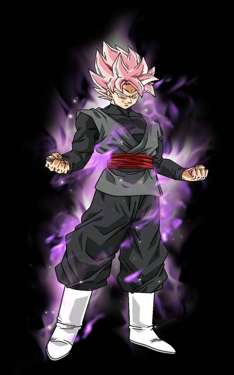Black Goku, pink spiky hair, black gi, HD Phone Wallpaper